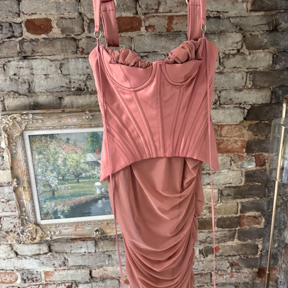 House of CB Tayla Antique Rose Corset Midi Dress - Picture 8 of 10